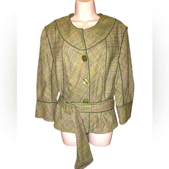 NINE & COMPANY 16 jacket, blazer suit Green with belt - Picture 1 of 6
